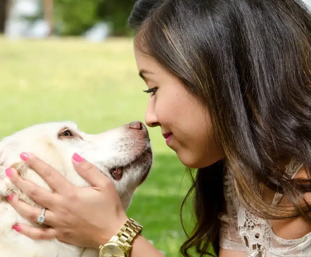 Woman with her dog - Pet love